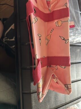 Pink Wine Bottle Print Tiny Tote